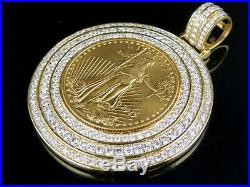 22K Yellow Gold Coin Lady Liberty 1/2 Ounce Genuine Diamond Pendant 5 Ct 2.25