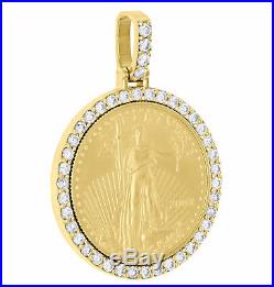 22K Yellow Gold Lady Liberty Half Ounce Coin Diamond Mounting Pendant 2.25 CT