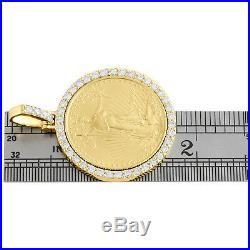 22K Yellow Gold Lady Liberty Half Ounce Coin Diamond Mounting Pendant 2.25 CT