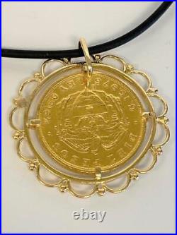 22K Yellow Gold Republica de Colombia Coin Medallion Pendant