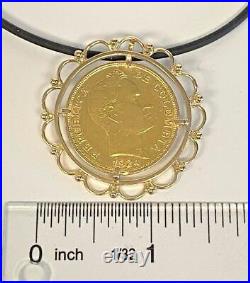 22K Yellow Gold Republica de Colombia Coin Medallion Pendant