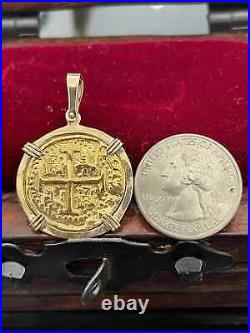 22MM Atocha Coin Charm pendant Without Stone 14K Yellow Gold Plated Silver