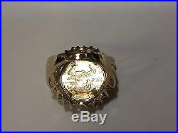 22 KT 1/10oz LADY LIBERTY COIN IN 14 KT YELLOW GOLD RING WITH 1.20 TCW DIAMONDS