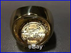 22 KT 1/10oz LADY LIBERTY COIN IN 14 KT YELLOW GOLD RING WITH 1.40 TCW DIAMONDS