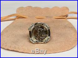 22 KT 1/10oz LADY LIBERTY COIN IN 14 KT YELLOW GOLD RING WITH. 24 TCW DIAMONDS
