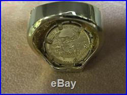 22 KT 1/10oz LADY LIBERTY COIN IN 14 KT YELLOW GOLD RING WITH. 63 TCW DIAMONDS