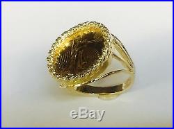 22 KT 1/10oz LADY LIBERTY COIN in 14 KT SOLID YELLOW GOLD LADIES COIN RING 19MM