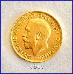22 k yellow gold coin Georgivs V D. G. Britt Omn Rex F. D. D. Ind Imp 1912