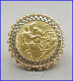 22ct 1907 Half Sovereign St George Coin set in 9ct yellow Gold Ring Preloved