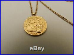22ct GOLD FULL SOVEREIGN COIN 1918 GEORGE IV PENDANT & 18ct 18 CHAIN