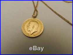 22ct GOLD FULL SOVEREIGN COIN 1918 GEORGE IV PENDANT & 18ct 18 CHAIN