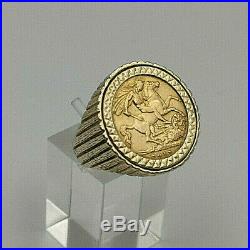22ct Gold George V 1911 1/2 Sovereign In 9ct Gold Ring Mount. Goldmine Jewellers