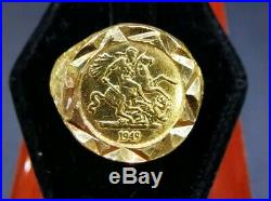 22ct yellow Gold Ring Mens Boys coin Sovereign 1949 new gift 916 Asian Indian