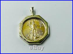 22k-14k Fine Gold 1/2 Oz Lady Liberty Coin With 14kt Frame Pendant