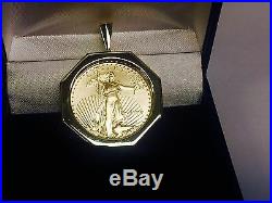 22k-14k Fine Gold 1/2 Oz Lady Liberty Coin With 14kt Frame Pendant