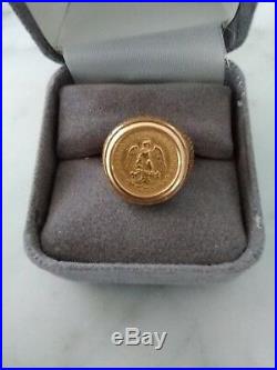 22k 1945 Dos Y Medio Pesos Mexican Coin Set In 18k Gold Ring