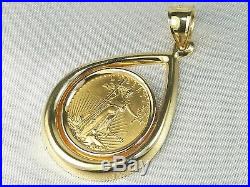 22k 1/10 Oz 1995 American Gold Eagle In 14k Yellow Gold Fine Bezel Pendant