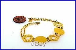 22k 22ct Solid Gold ELEGANT DESIGNER COIN CHARM Bracelet length 7 inch Cb252