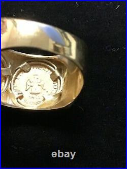 22k Gold 2 coin- 1865 Maximilano Emperador Coins Set In 14k ring sz 8.25 STUNNER