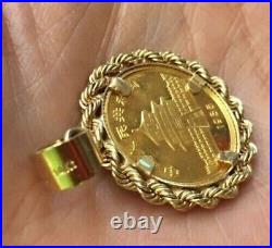 22mm COIN CHINA PANDA BEZEL PENDANT WITHOUT STONE 14k Yellow Gold Plated