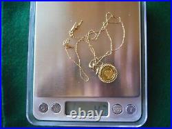24K GOLD CHINESE 1/20 PANDA COIN, 14K GOLD PENDANT HOLDER, 18 in. 14K GOLD CHAIN