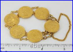 24K Lady's Solid Yellow Gold Eagle Coin Bracelet 30.3 grams 6.5