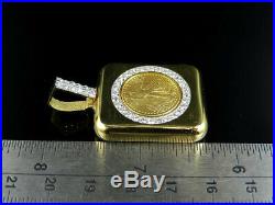 24K Solid Yellow Gold Coin Lady Liberty Half 1/4 Ounce Diamond Pendant 1.80 Ct