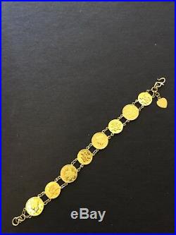 24K Solid Yellow Gold Unique Chinese Coin Bracelet