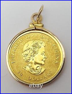 24K Yellow Gold 2017 $10 Canadian Gold 1/4 oz Coin Big Horn Sheep Charm Pendant