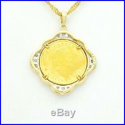 24ct Yellow Gold 1/10oz Canada Maple Leaf Coin 18ct Gold Frame Diamond Pendant