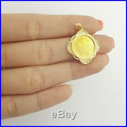 24ct Yellow Gold 1/10oz Canada Maple Leaf Coin 18ct Gold Frame Diamond Pendant