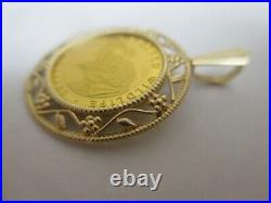 24k Yellow Gold Pendant Coin'endangered Wildlife' With Elephant On Front