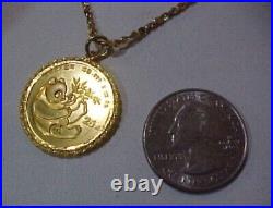 25 Yuan Chinese Panda Coin Without Stone Pendant 14K Yellow Gold Plated