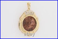 25ctw Round Cut Diamond Coin Framed Pendant without Chain 18k Yellow Gold