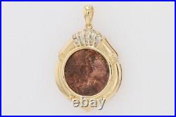 25ctw Round Cut Diamond Coin Framed Pendant without Chain 18k Yellow Gold