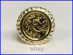 2Ct CHINESE PANDA BEAR COIN Beauty Fancy Ring 14 K Yellow Gold Finish
