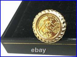 2Ct CHINESE PANDA BEAR COIN Beauty Fancy Ring 14 K Yellow Gold Finish