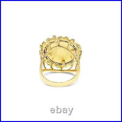 2Ct Real Moissanite PANDA BEAR COIN Wadding Fashion Ring 14k Yellow Gold Finish
