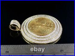 2Ct Round Cut Moissanite Lady Liberty COIN Shape Pendant 14k Yellow Gold Finish
