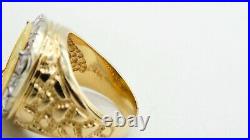 2Ct Round Cut Real Moissanite Panda Coin Fancy Ring In 14k Yellow Gold Finish