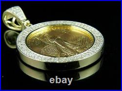 2Ct Round Simulated Diamond Lady Liberty Coin Pendant 14K Yellow Gold Plated