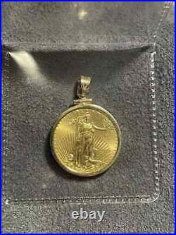 2.00 Ct Liberty Coin Shape Women's Pendant 14k Yellow Gold Plated Silver