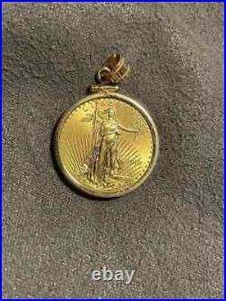 2.00 Ct Liberty Coin Shape Women's Pendant 14k Yellow Gold Plated Silver