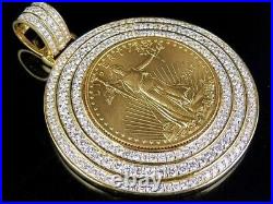 2.10 Ct Round Cut Lab-Created Lady Liberty COIN Pendant 14K Yellow Gold Finish