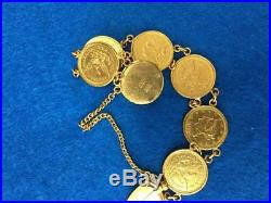 $ 2 1/2 Gold US Gold Liberty Bracelet 6 Gold COINS 21.6K Weight is 43.2 Grams