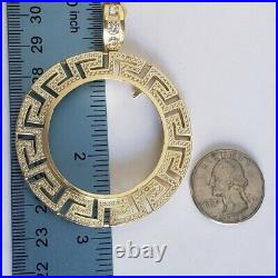 2 Ct Pave 50 pesos centenario Coin Bezel Frame pendant 14k Yellow Gold Finish