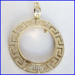 2 Ct Pave 50 pesos centenario Coin Bezel Frame pendant 14k Yellow Gold Finish