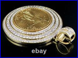 2. Ct Round Cut Moissanite Lady Liberty COIN Shape Pendant 14k Yellow Gold Plated