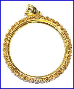 34.2 mm 14k Rope $20 Saint Gaudens Gold Diamond Cut Prong Coin Bezel A9