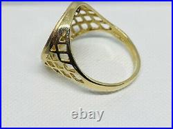 375 Solid 9ct Genuine Yellow Gold St George Sovereign Coin Ring 18mm Size Q
